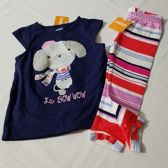 Gymboree Eiffel Flowers 2T NWT shirt & Striped Leggings set. - Picture 1 of 4